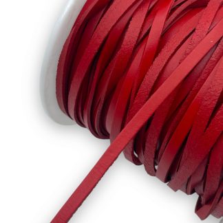 1 Metru Piele naturala ingusta 5x2mm - rosu