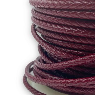 1 Metru Snur Piele naturala impletita 6mm - grena