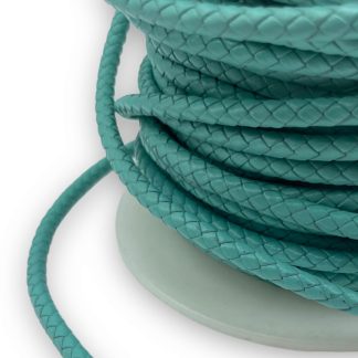 1 Metru Snur Piele naturala impletita 6mm - turcoaz