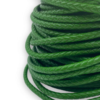 1 Metru Snur Piele naturala impletita 6mm - verde