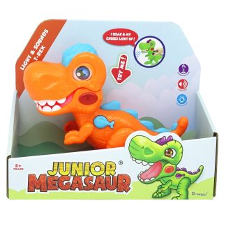Dinozaur Junior cu lumini si sunete, Mighty Megasaur, portocaliu
