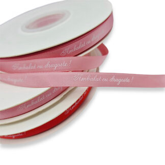 1m x Banda Satin imprimata "Ambalat cu Dragoste"