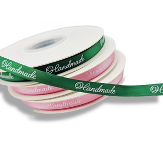 1m x Banda Satin imprimata "Handmade"