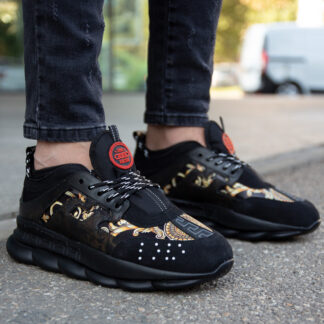 Adidasi Chain Catifea Negru -Auriu