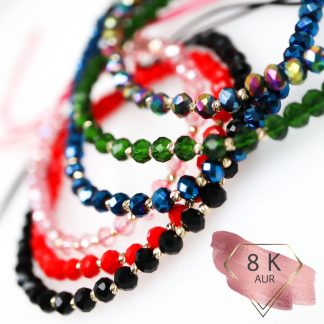 Bratara cu 10 bile din aur 8k si cristale de sticla