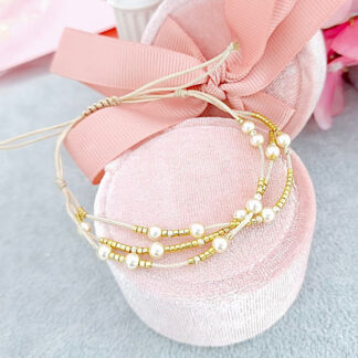 Bratara cu 10 bile din aur, perle Bohemia si margele miyuki aurii