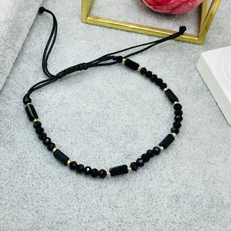 Brățara cu 4 bilute din aur si cristale negre din sticla - Black Edition Limited