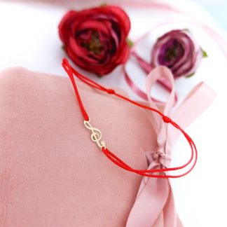 Bratara cu snur si cheia sol din aur 14k