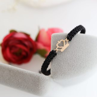 Bratara cu snur si coronita din aur 14k