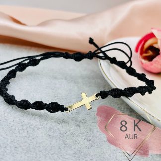 Bratara cu snur si cruce din Aur 8K-333