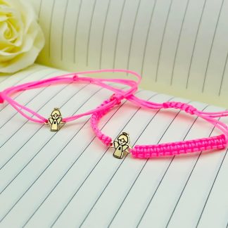 Bratara cu snur si ingeras din aur 14k