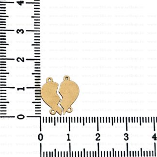 Link din aur 14k - pentru bratara - set 2 piese jumatati de inima