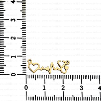 Link din aur 14k - pentru colier - stetoscop cu puls si inima