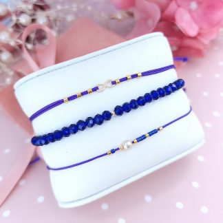 Set PROMO 3 bratari cu snur & cristale + bilute si infinit din aur 14k