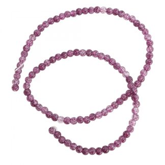 Sirag Cristale de sticla Crackle 4 mm ~ aprox 95 buc / sirag, culoare Rosewood